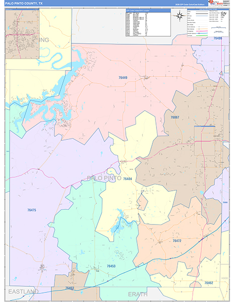 Palo Pinto County, TX Zip Code Map